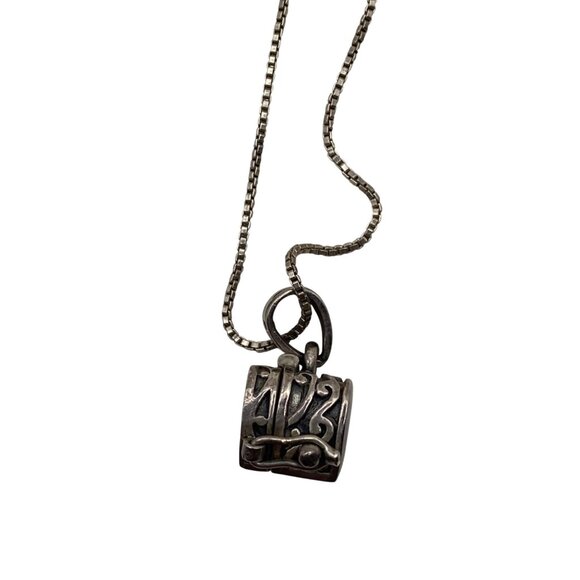 Vintage Sterling Silver Heart Locket Necklace Italy Pill Box Chain 18" Love - Picture 13 of 13